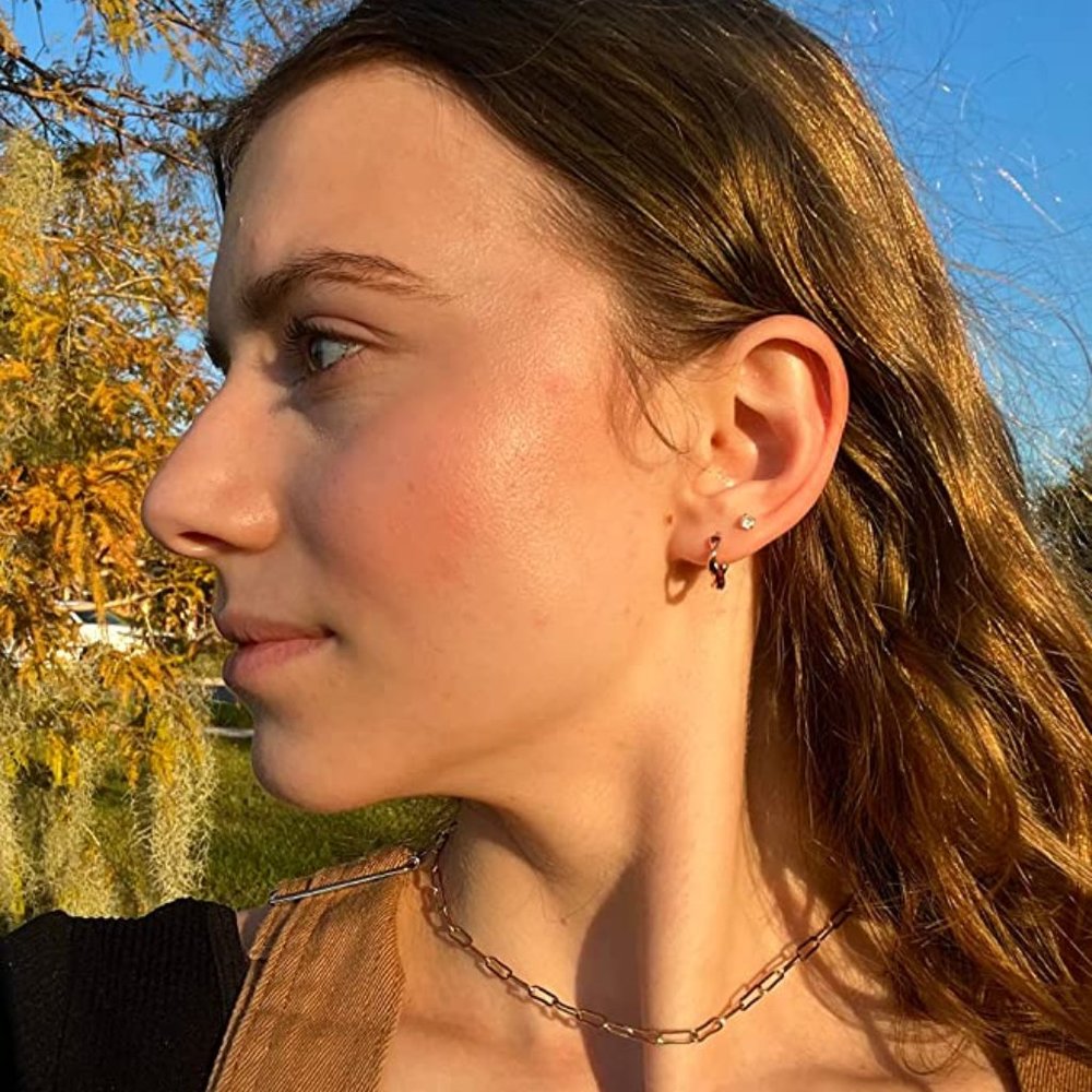 Rose Gold Earrings Small Hoop Earrings For Women Girls 18k Rose Gold Plated 925 - Picture 2 of 5